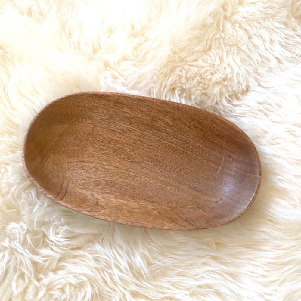 H&M ACACIA SMALL OVAL DECORATIVE WOODEN DISH TRAY BOWL